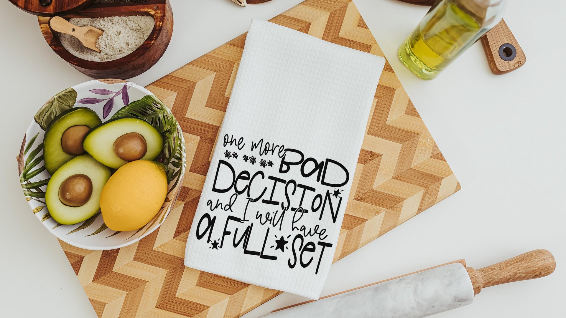 bad decisions quote sassy kitchen towel home decor, snarky gifts, divorce gift for her, bad decisions make good stories funny kitchen items