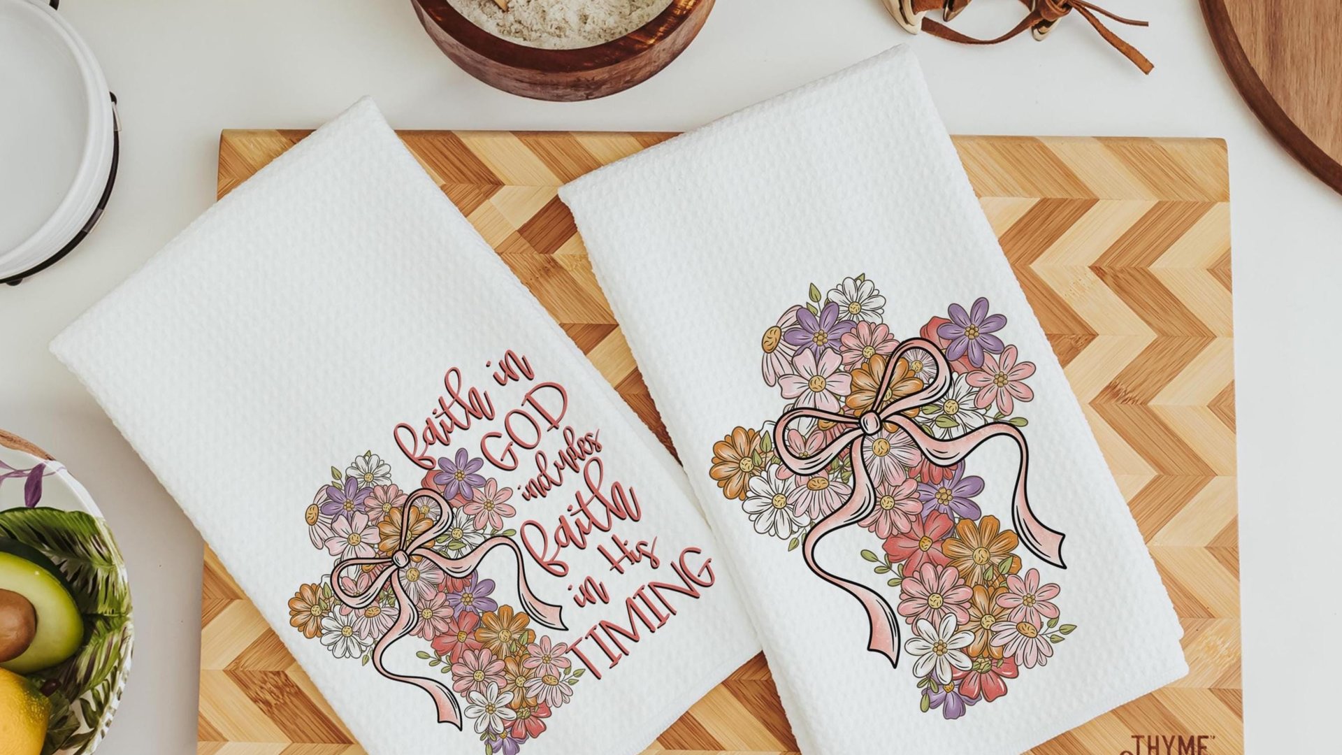 floral cross kitchen towel, faith in God LDS decor, Christian gifts for friends, faith based housewarming gifts for women, guest bathroom