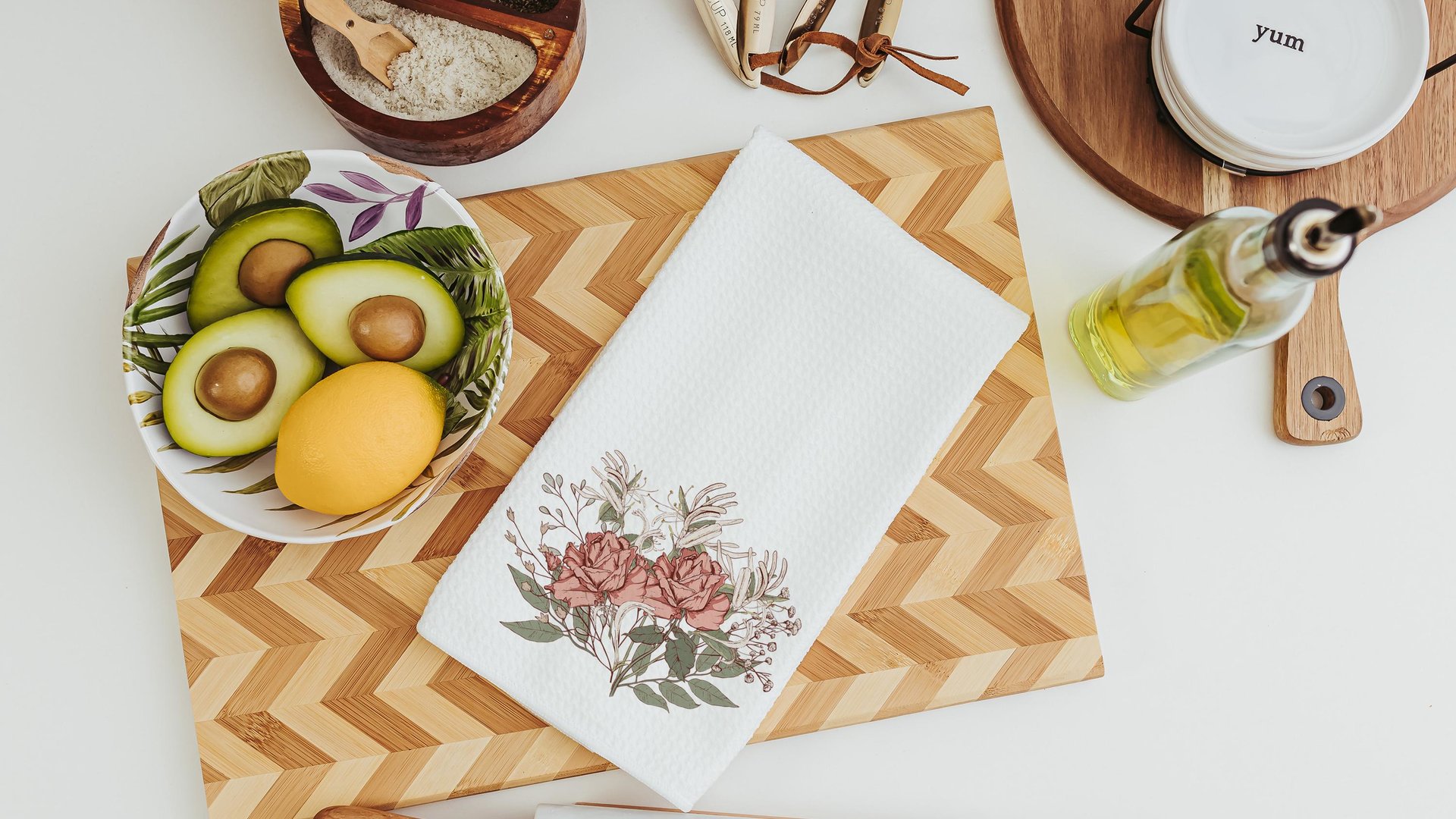 muted colors roses kitchen towel, June birthday gifts for her, June birth month flower hand towels for powder room, guest bathroom decor