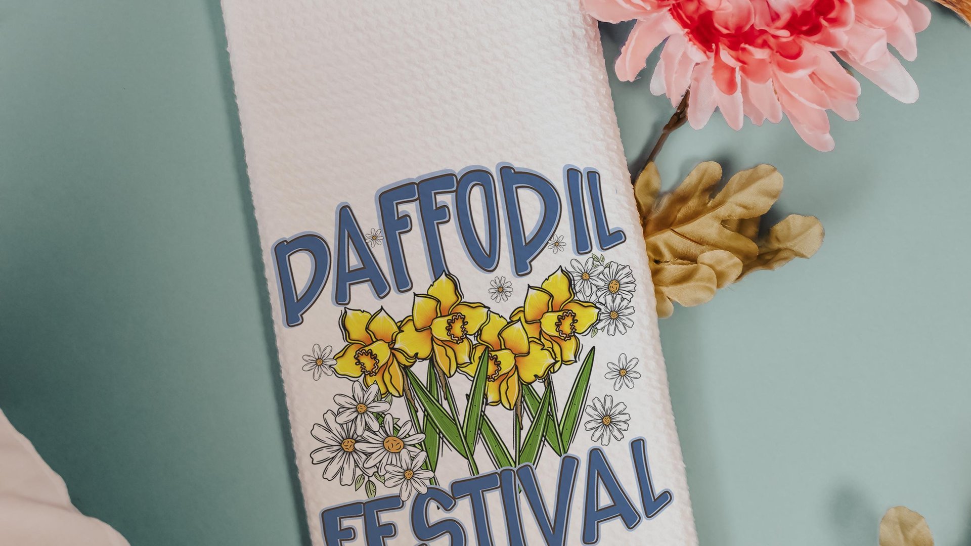 daffodil festival daffodil kitchen towels for summer hand towels for bathroom, floral kitchen decor, Nantucket gifts, gardener gifts for