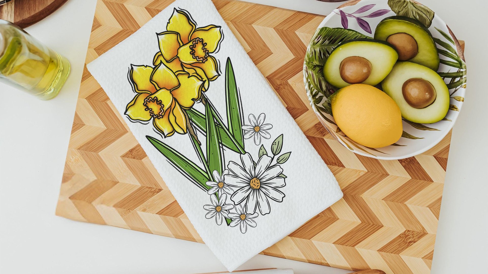 daffodil festival daffodil kitchen towels for summer hand towels for bathroom, floral kitchen decor, Nantucket gifts, gardener gifts for