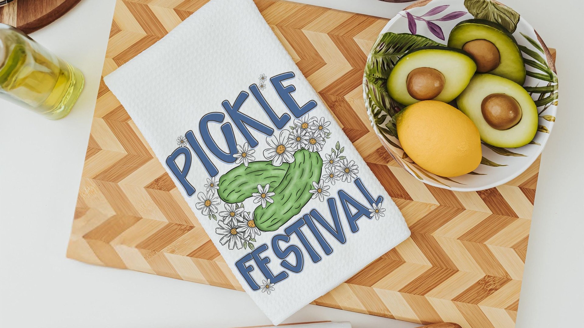 pickle festival pickle kitchen towels for mom, gardening gifts for women, pickle themed gifts, funny kitchen decor, cute hand towels guest