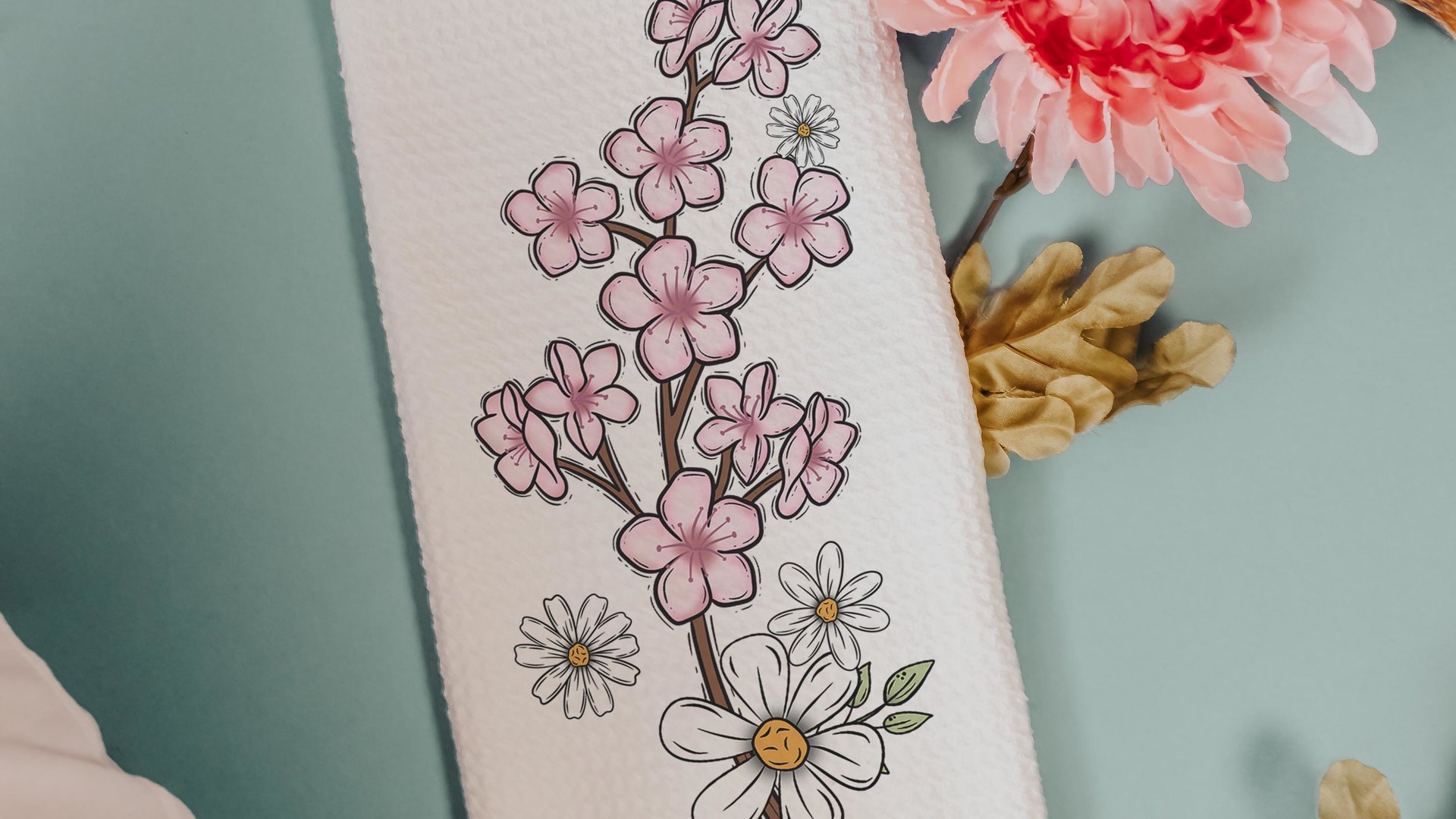 cherry blossom festival Sakura kitchen towels for summer hand towels for bathroom, Japanese aesthetic floral kitchen decor, Washington DC