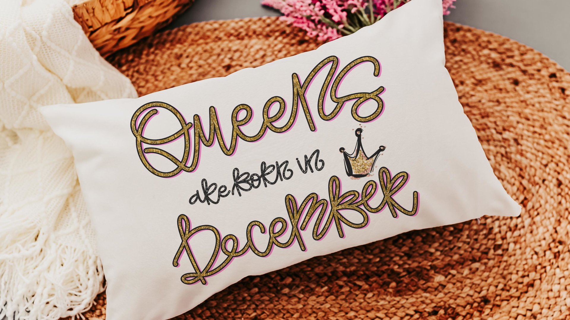 queens are born in December fun throw pillows for bed, cute lumbar pillow for living room, December birthday gifts for women, Sagittarius