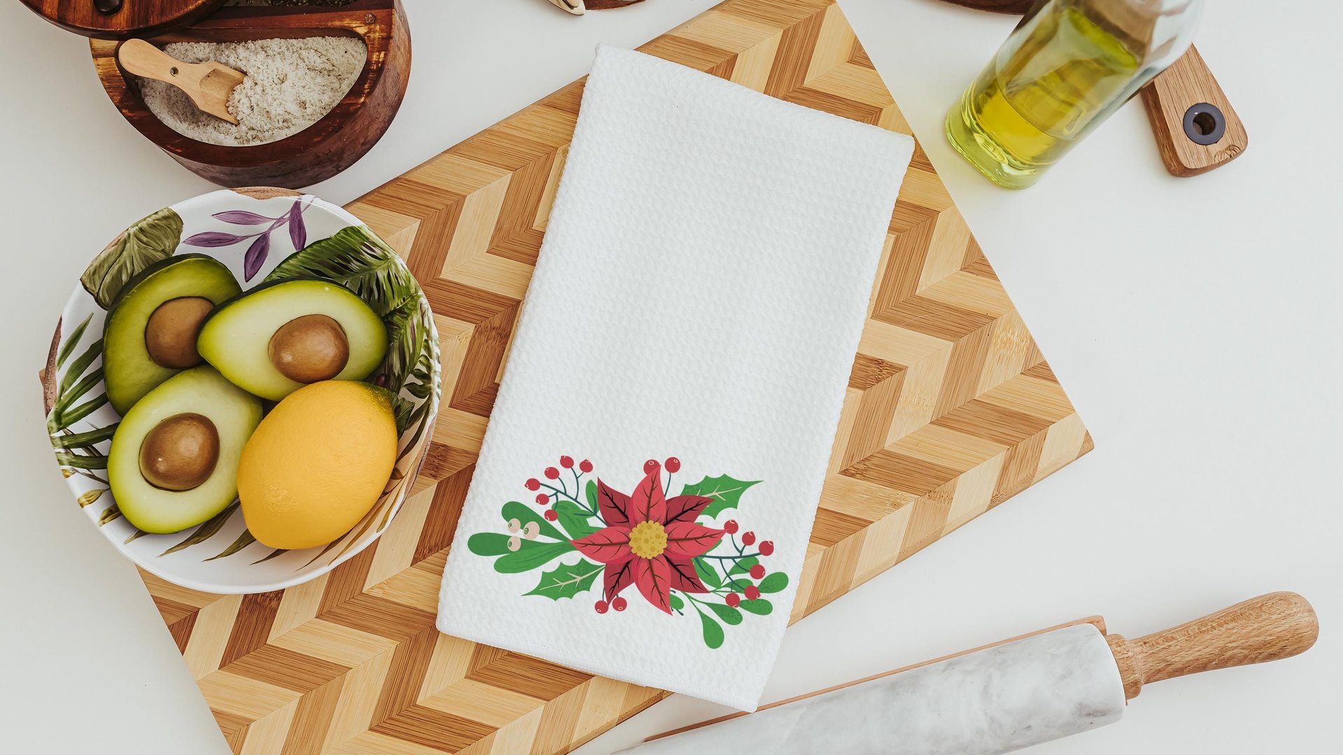 holly and berry Christmas throw pillows for sofa, December birth flower gift for her, December birthday gifts for women, red poinsettia hand