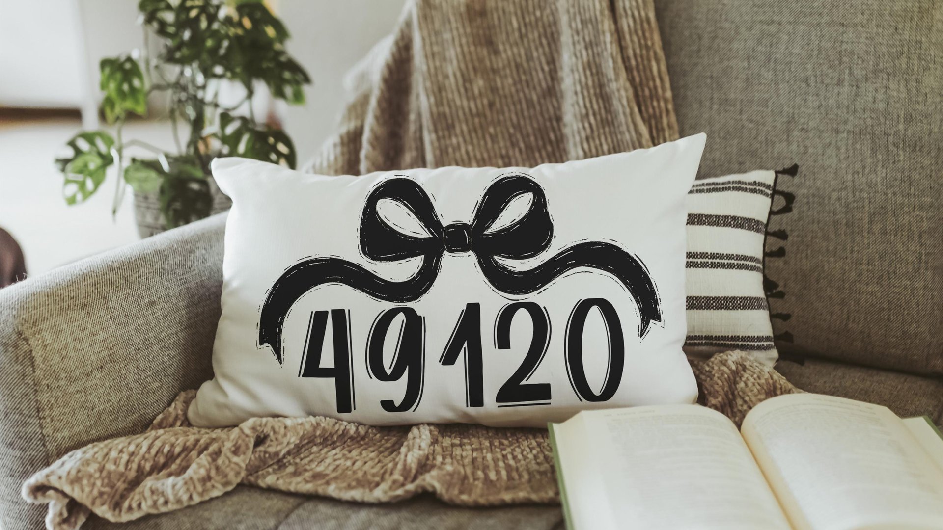 personalized cherry red school spirit coquette throw pillow for dorm, college gifts for girls, custom zip code pillow, college apartment