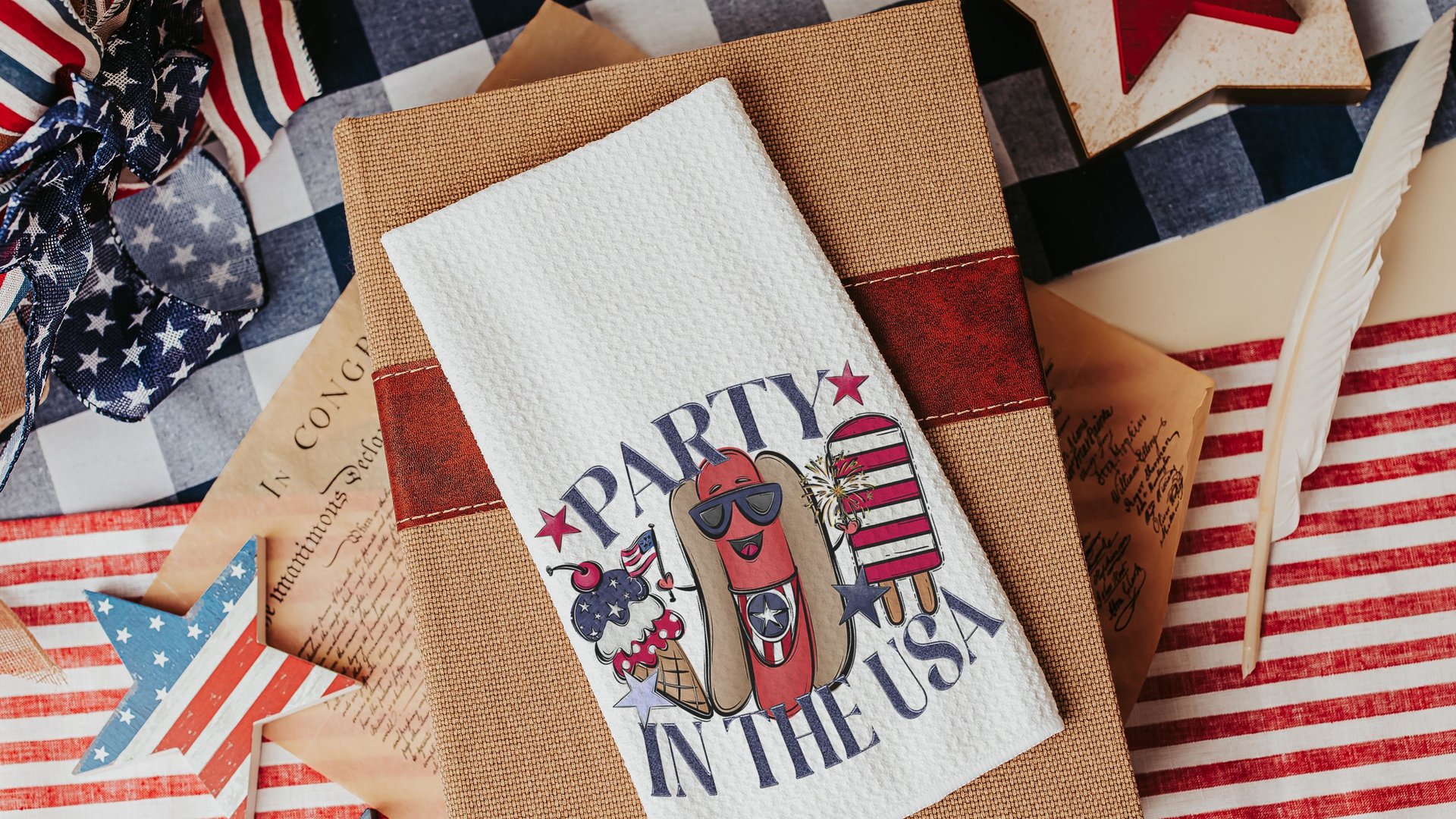 party in the USA 4th of July throw pillows for porch swing, American hot dog funny accent pillow covers 18x18, patriotic gifts for women