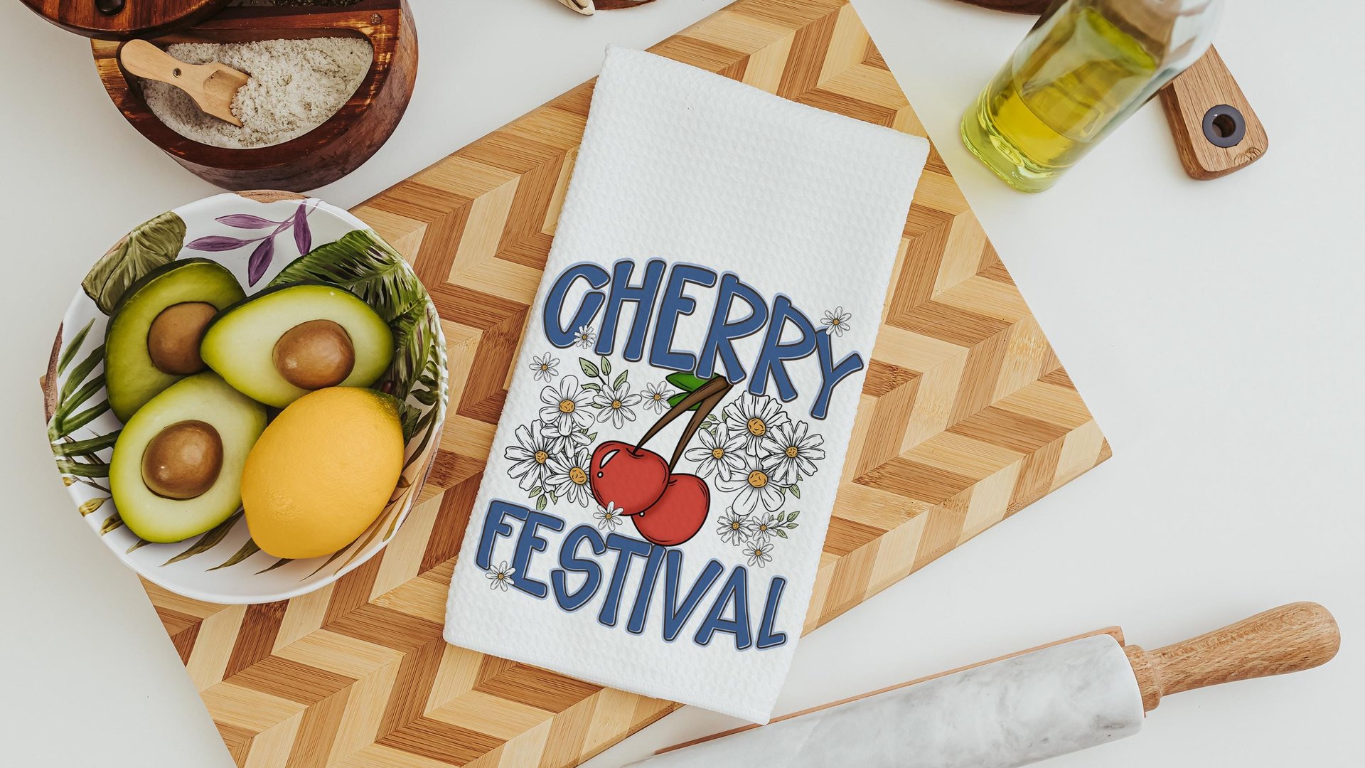 cherry festival fruit kitchen towels for summer hand towels for bathroom, cherry kitchen decor, Michigan gifts for adults, trendy kitchen