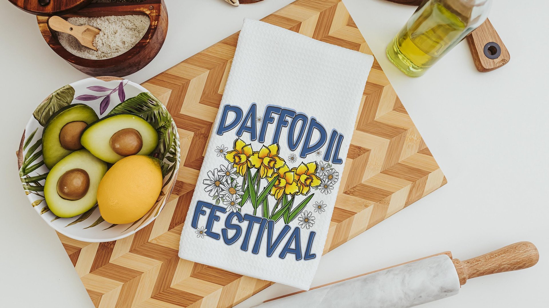 daffodil festival daffodil kitchen towels for summer hand towels for bathroom, floral kitchen decor, Nantucket gifts, gardener gifts for