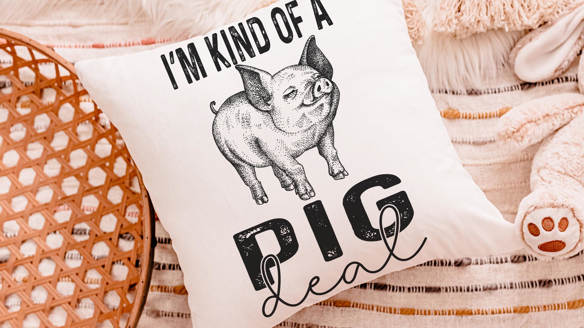 kind of a pig deal funny pig throw pillows for kids, encouraging classroom decor, whimsical pig gifts for girls, pig pillows for boys, farm