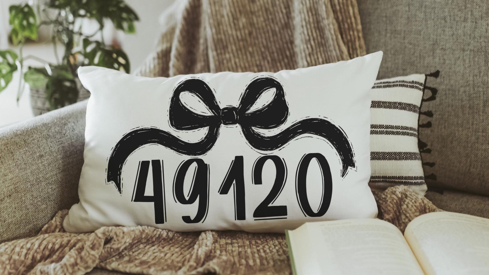 personalized goth coquette throw pillow for dorm, college gifts for friends, custom zip code pillow, college apartment decor, moving away