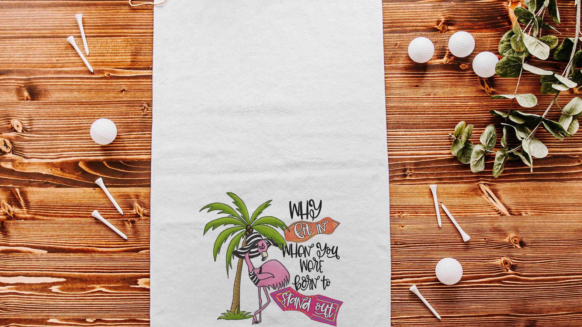 born to stand out flamingo golf towel with hook, cute golf bag accessories for her, golfer bff gifts for women, golf ball towel with grommet