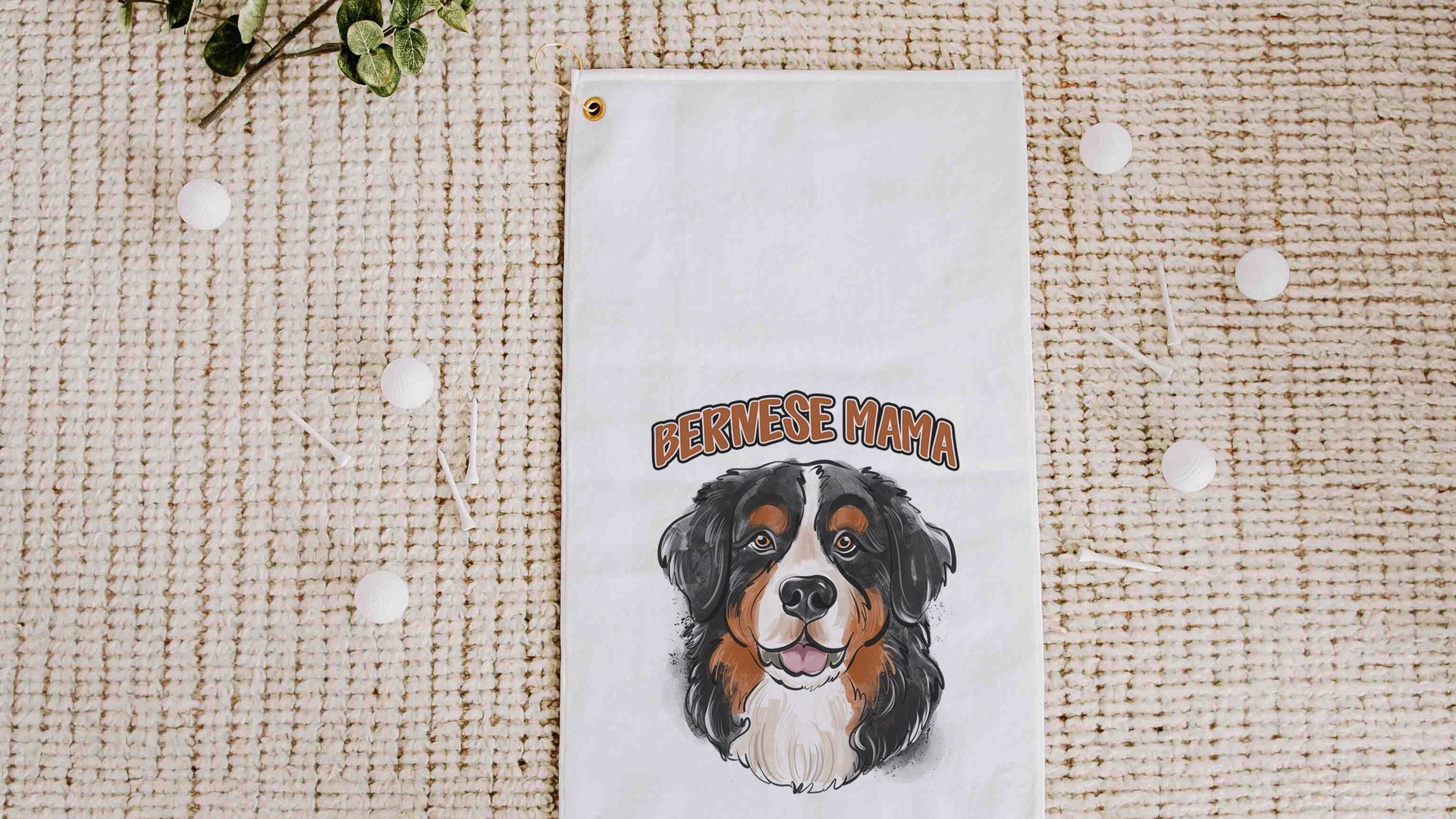 Bernese mama golf towel dog gifts for women, Bernese mountain dog Christmas gifts for golfers, golf stocking stuffers, golf mom golfing gear