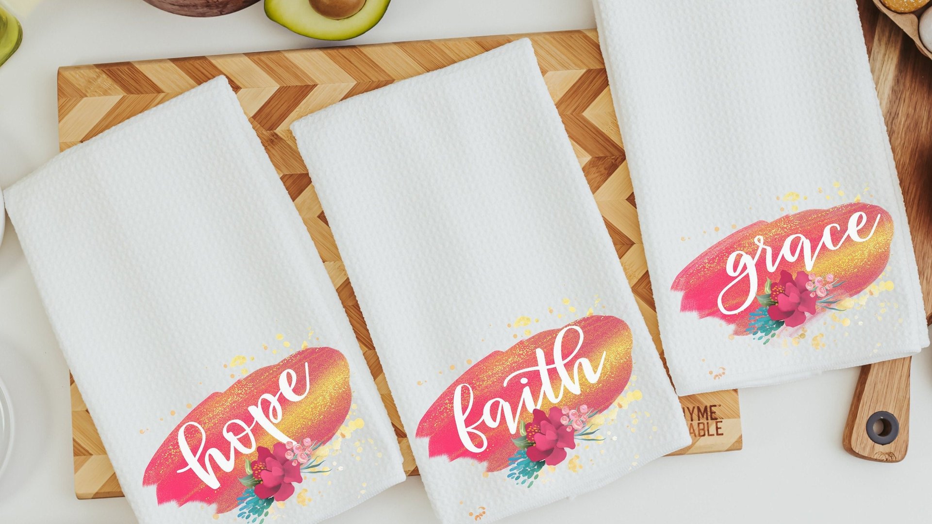 Hope grace faith inspirational kitchen towels 