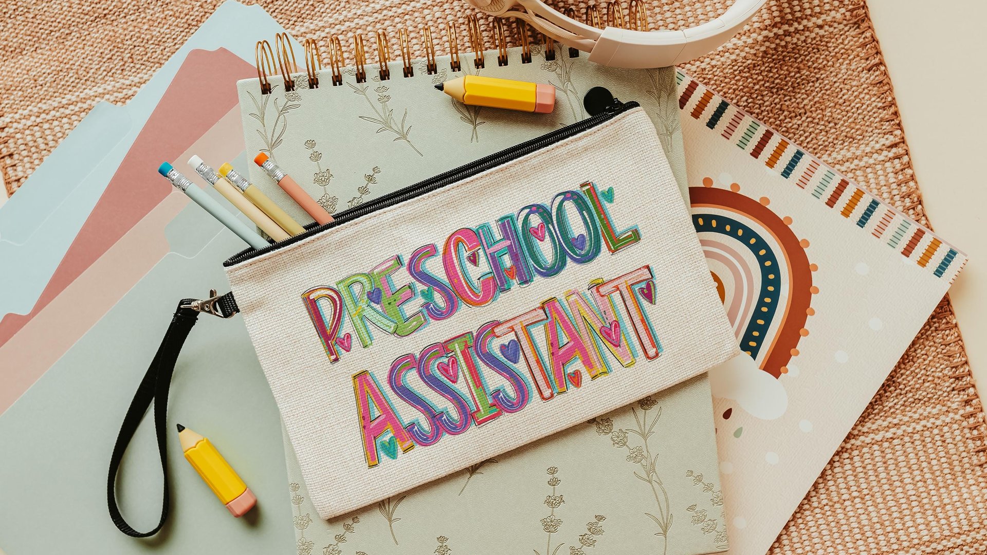 back to school pencil pouch with zipper, preschool teacher gifts for women, first day of school gifts for teachers, pre k school supplies