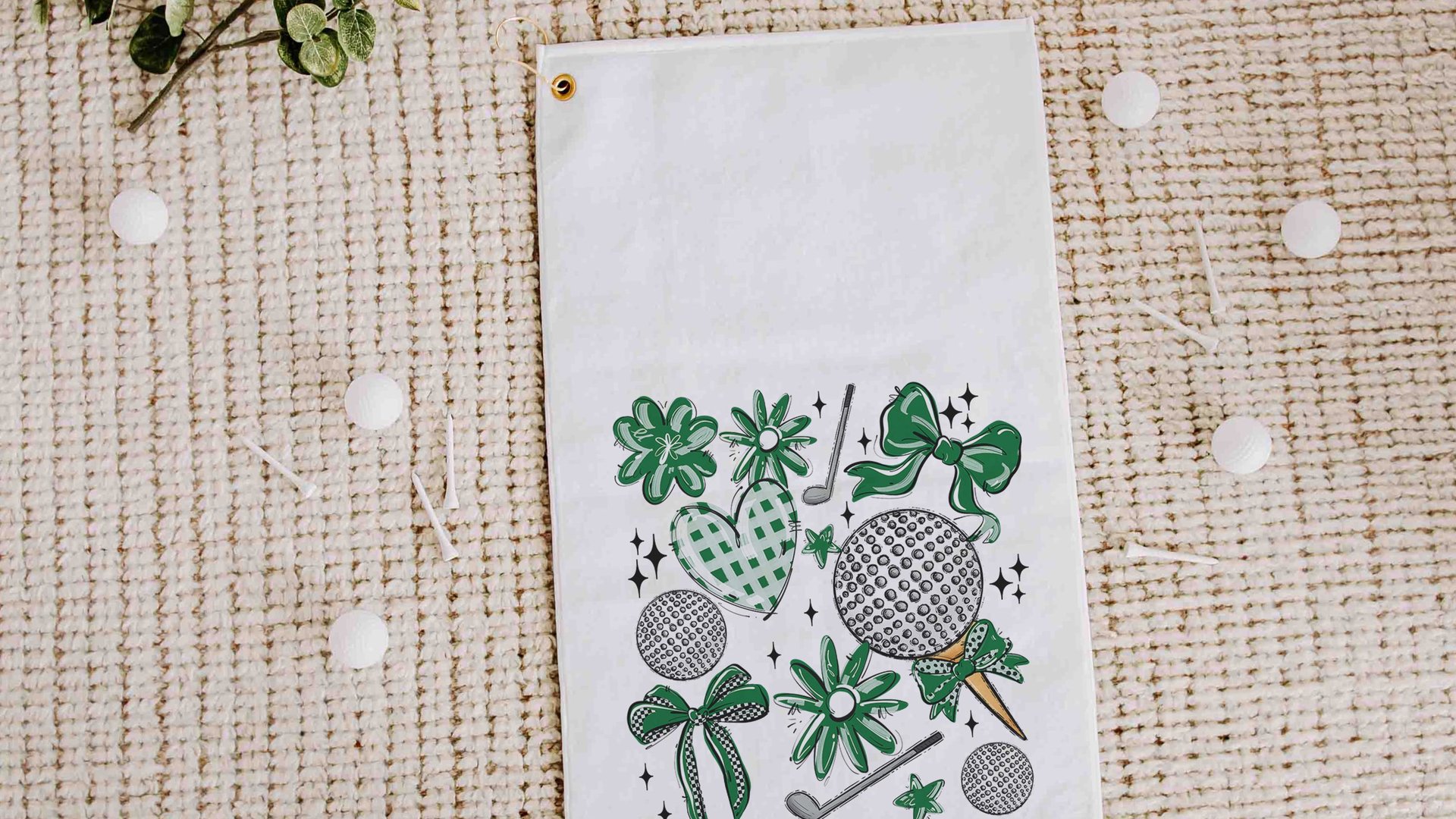 golf coquette golf towels for her, orange school spirit golf bag accessories for women, cute golf Christmas gifts for golfers, girly golf