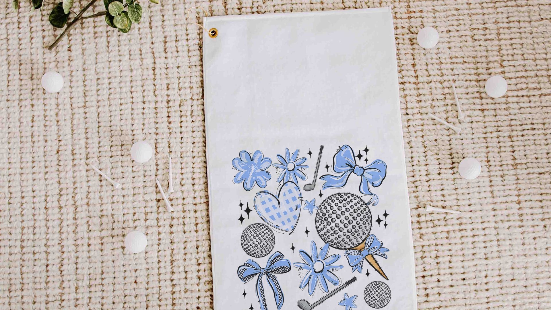 golf coquette golf towels with hook, royal blue school spirit golf team for women, cute golf accessories for girls, lady golfer gifts, best