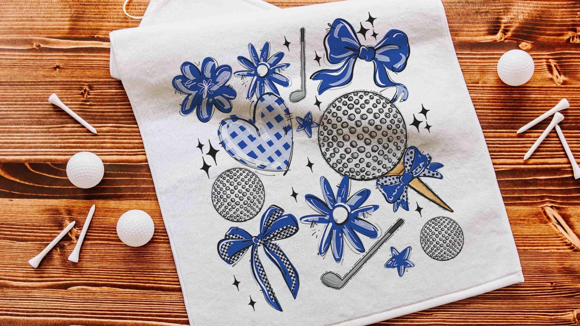 golf coquette golf towels with hook, royal blue school spirit golf team for women, cute golf accessories for girls, lady golfer gifts, best