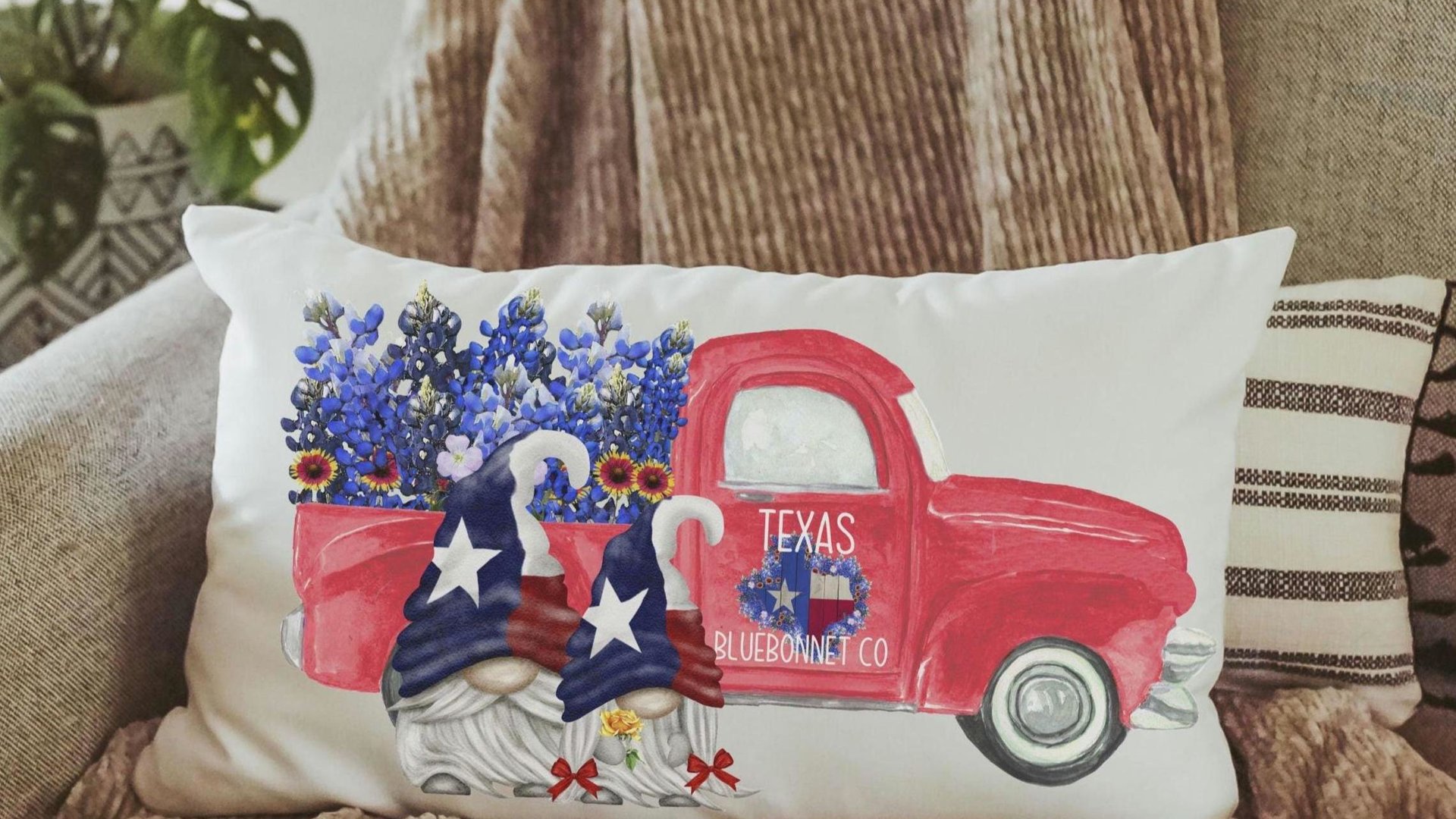 Patriotic gnomes wildflower throw pillow