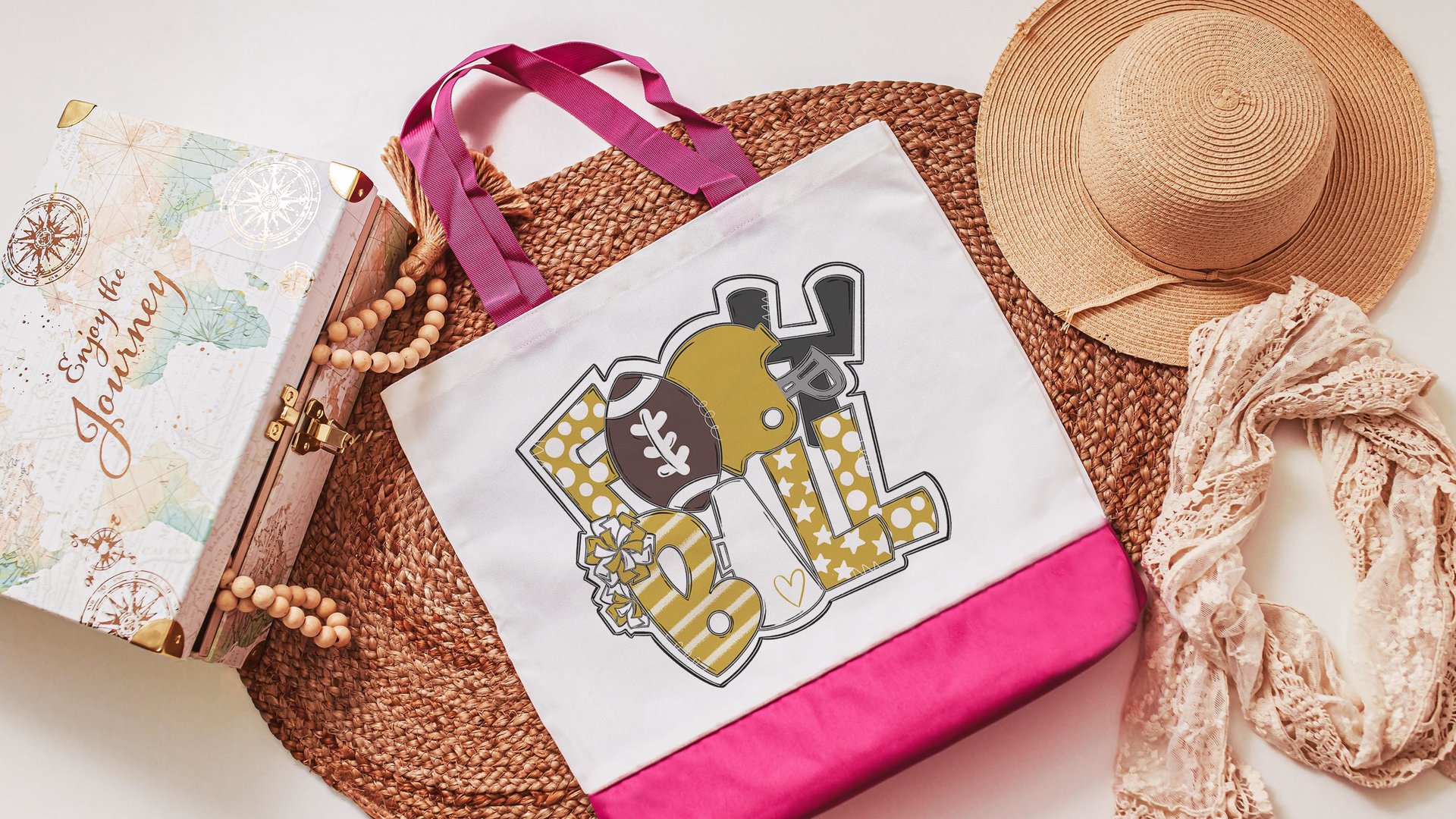 Yellow football tote bag