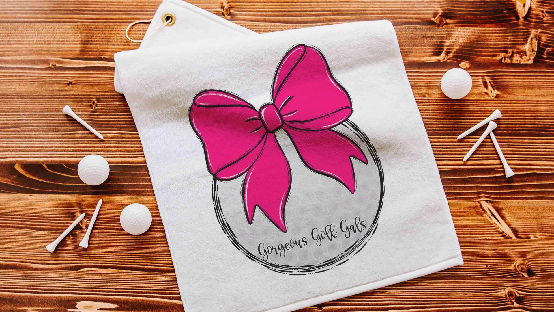 personalized hot pink golf coquette golf towel with name, cute golf Christmas gifts for golfers, girls golf team end of season gift, golfing