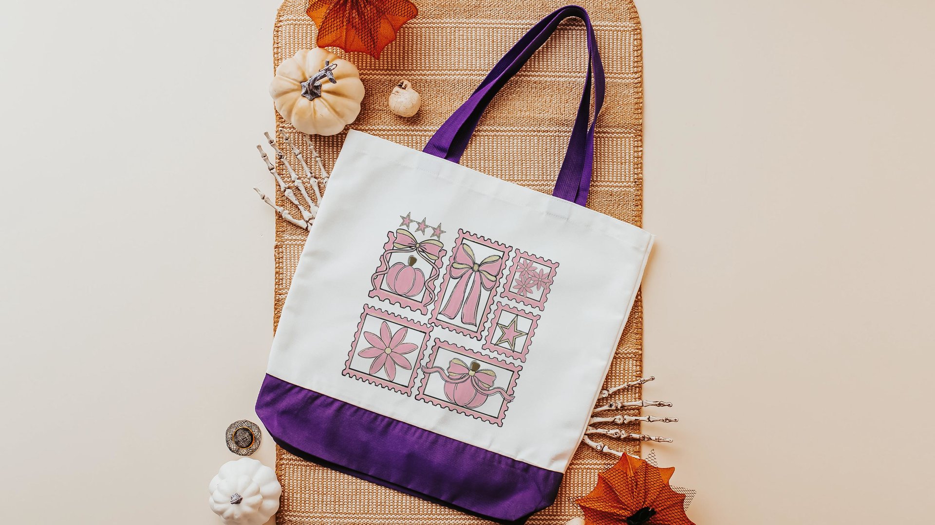 breast cancer awareness pink October tote bag for women, Halloween coquette trick or treat bags for girls, pink pumpkin makeup bags best