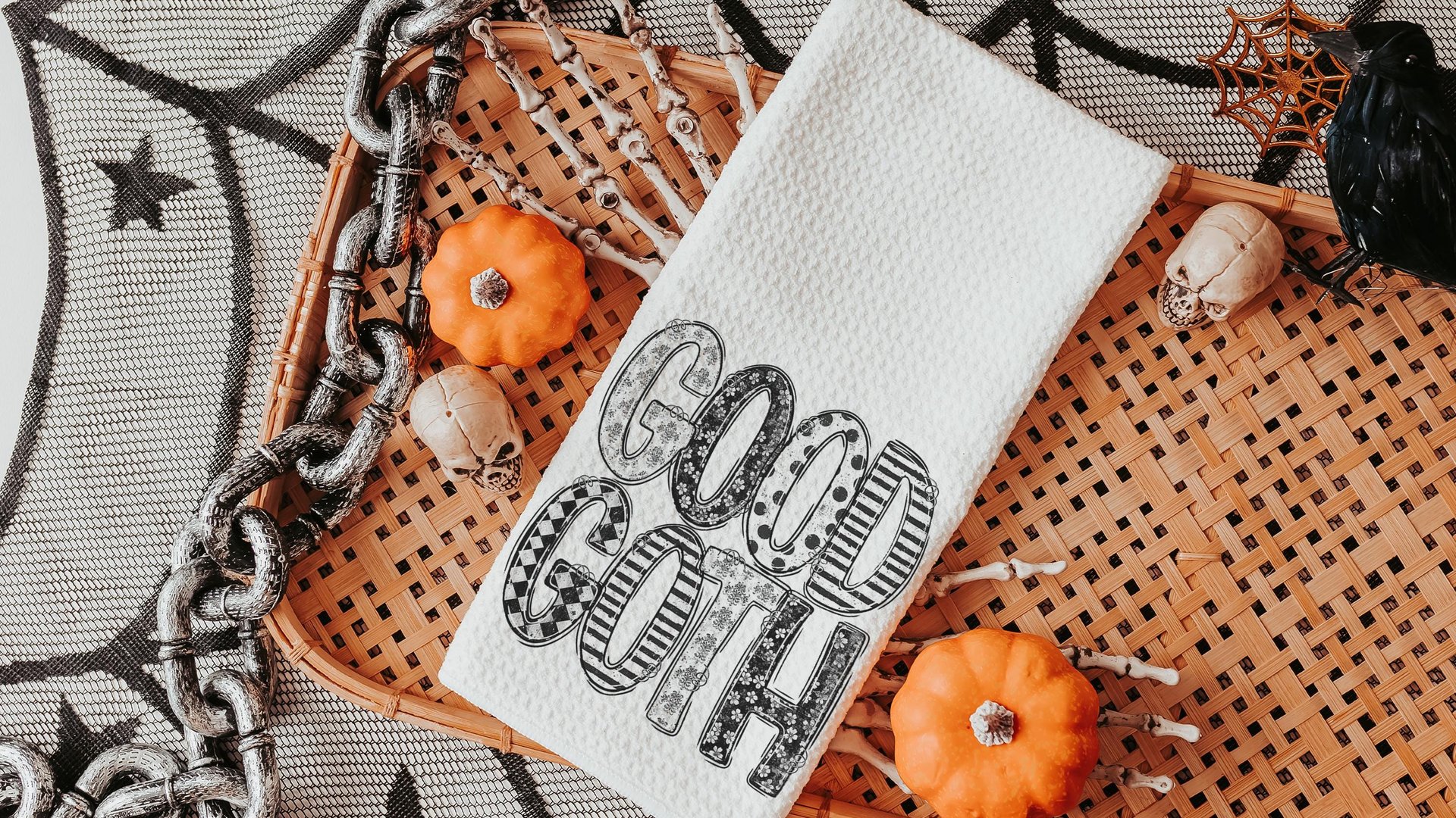 good goth throw pillow for couch funny Halloween gifts for adults, Halloween coquette kitchen towels, boo basket gifts for best friends