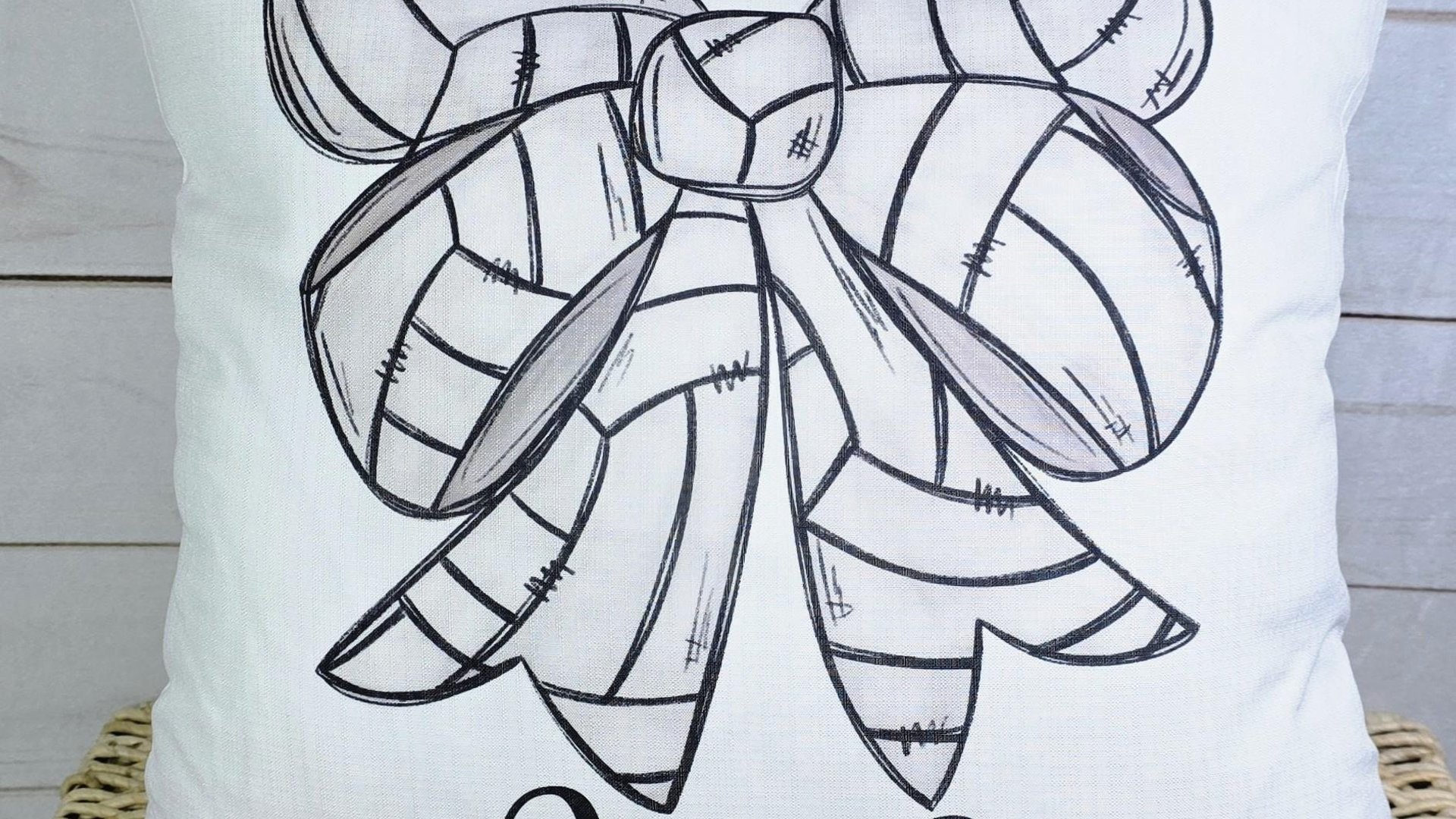 personalized volleyball coquette bow throw pillow with name, cute volleyball gifts for teenage girls, volleyball senior gifts for girls