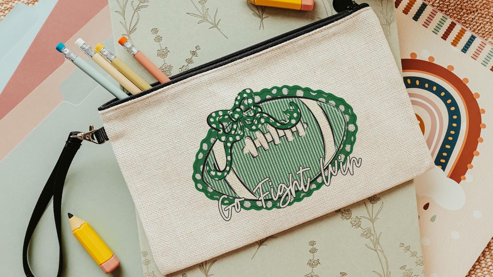 personalized cheer makeup bag for teens, gold school spirit items, stocking stuffers for teenage girls Christmas gifts for cheerleaders