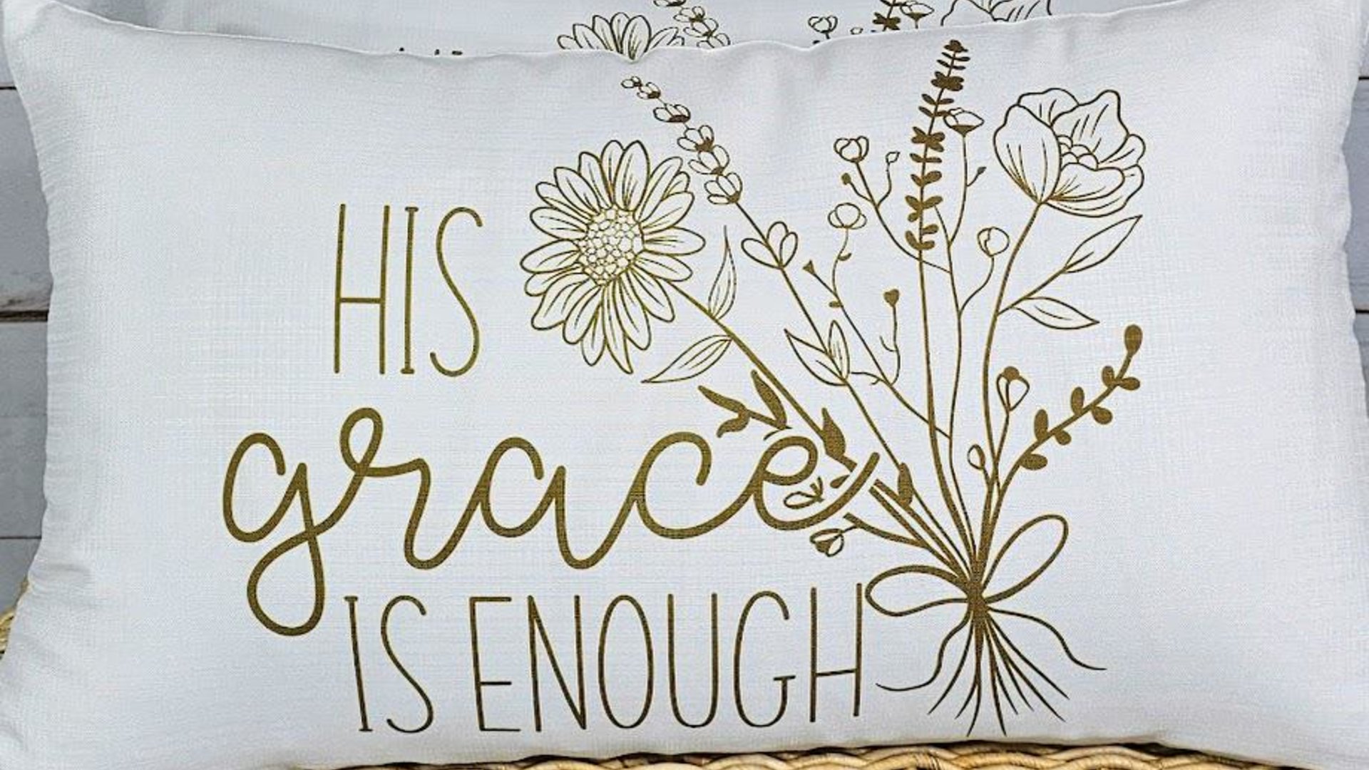 his grace is enough floral lumbar pillow cover 12x20, Christian Christmas gifts for her, 2 Corinthians 12 9 scripture throw pillow for couch