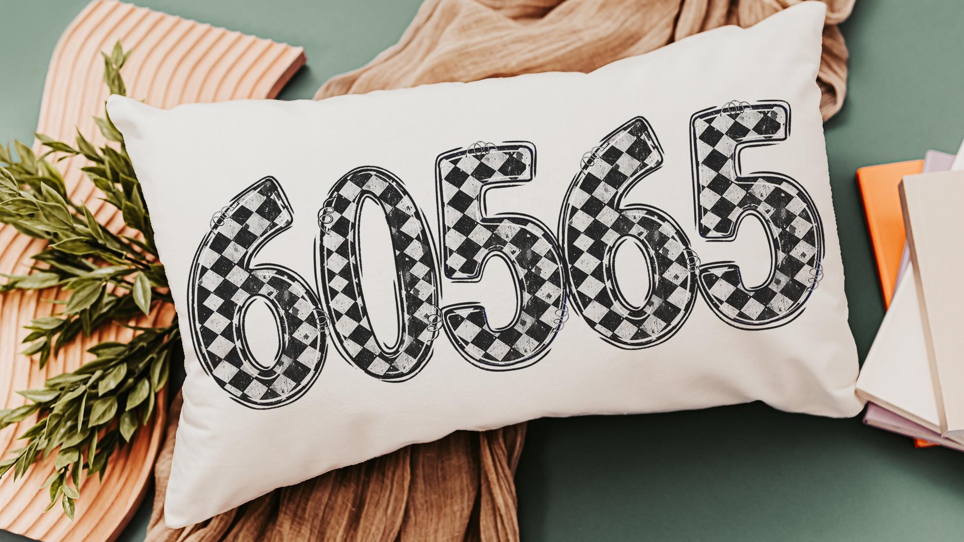 personalized black and white grunge harlequin pillow for dorm, custom zip code lumbar pillow home decor, girly gothic gifts for home, moving