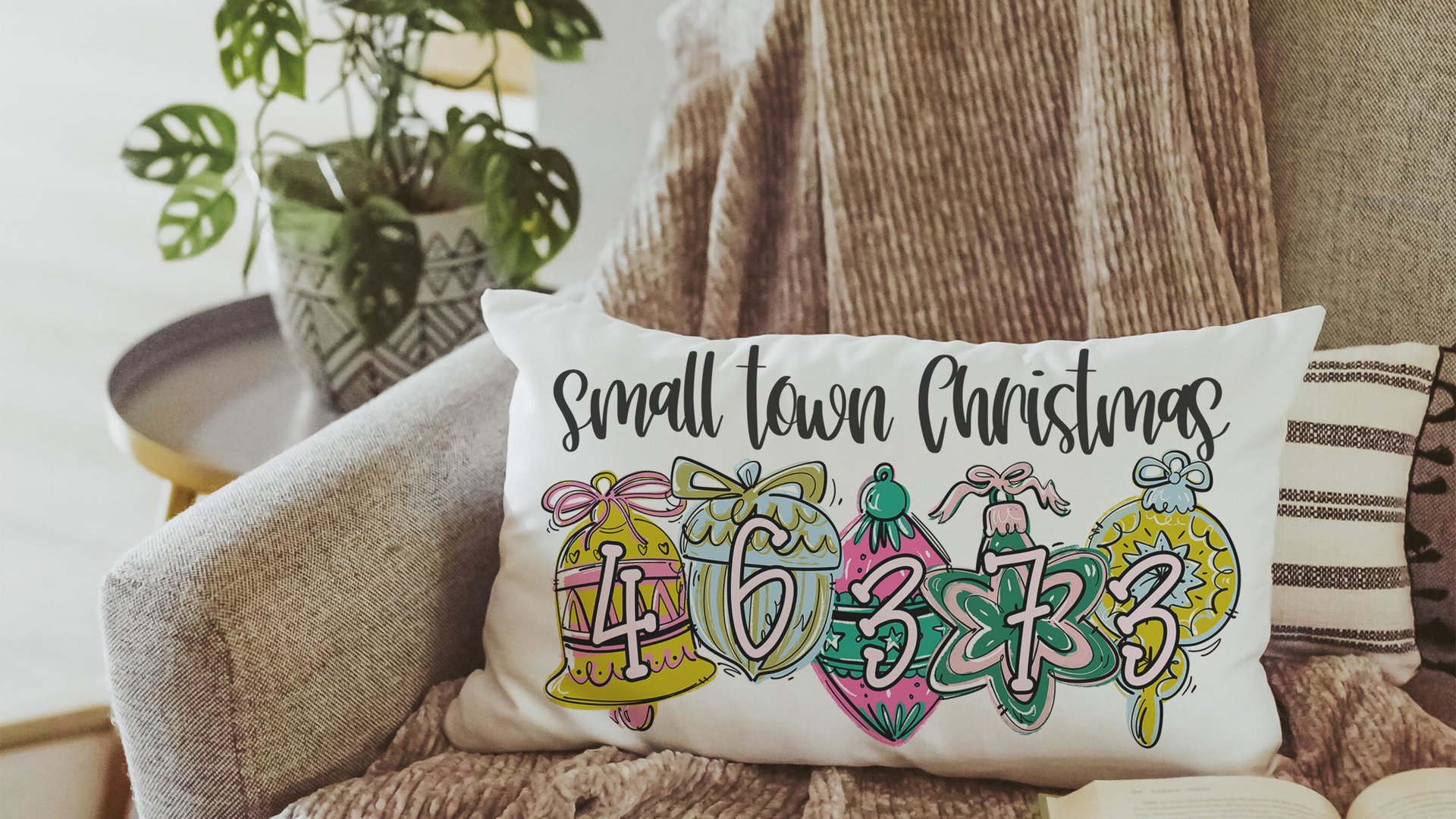 personalized zip code lumbar pillow home decor, small town Christmas hostess gifts for women, trendy decorative throw pillows best sellers