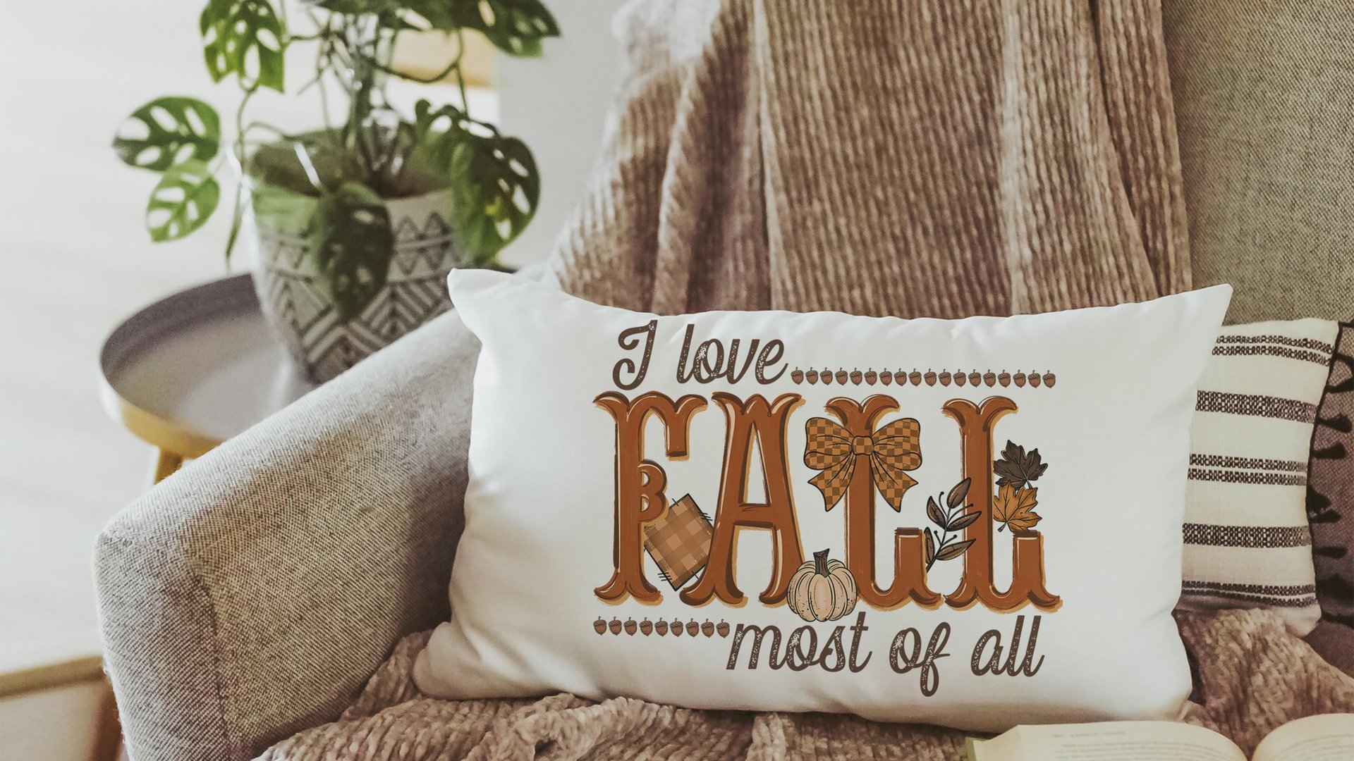I love fall most of all fall lumbar decorative pillows for couch, fall host gift, autumn pillow covers 12x20, pumpkin season decorations