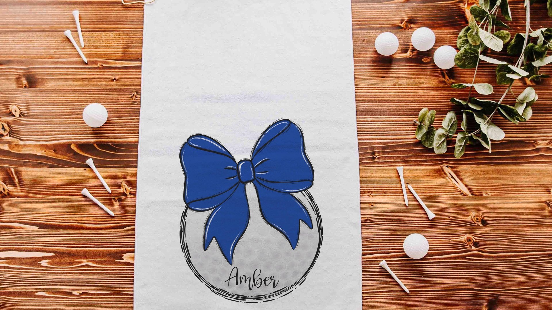 personalized royal blue coquette golf towel with hook, cute golf Mothers day gift for golfers, golf mom gift, golfing wife golf gear, unique