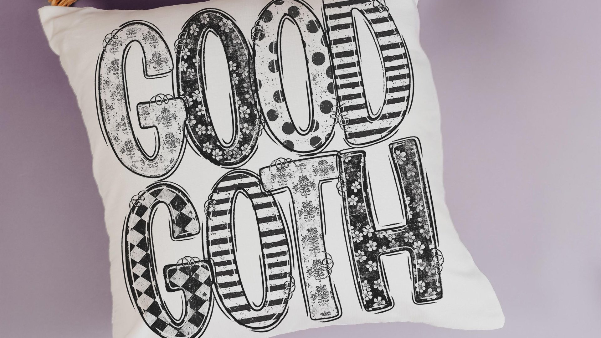 good goth throw pillow for couch funny Halloween gifts for adults, Halloween coquette kitchen towels, boo basket gifts for best friends