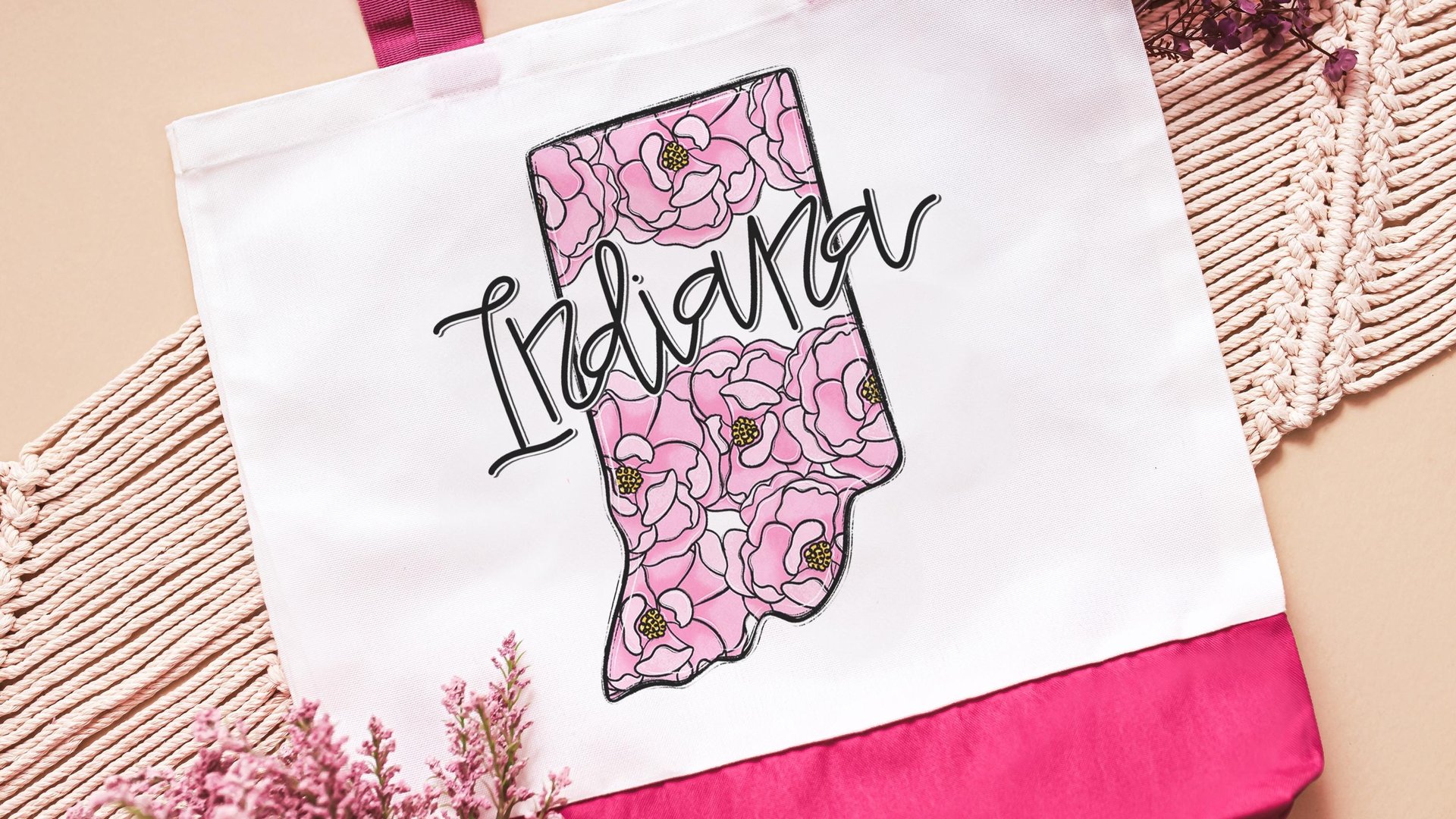 apple blossom Arkansas state flower tote bag for school, Arkansas Christmas gifts for neighbors, Arkansas game day bag for women, college