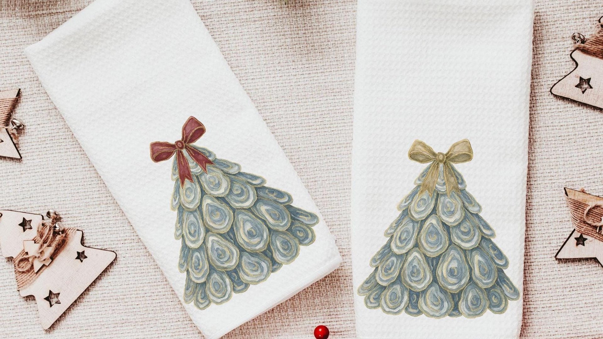 oyster shell Christmas tree decorative pillows for couch, coastal Christmas decor, nautical Christmas tree throw pillow covers 18 x 18, best