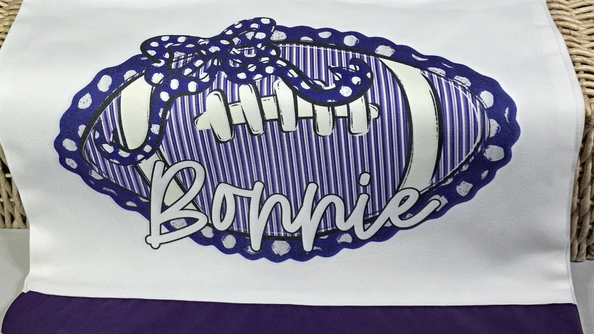 personalized powderpuff football tote bag with name, purple school pride cheer gifts for girls, back to school gifts for teenage girls, cute