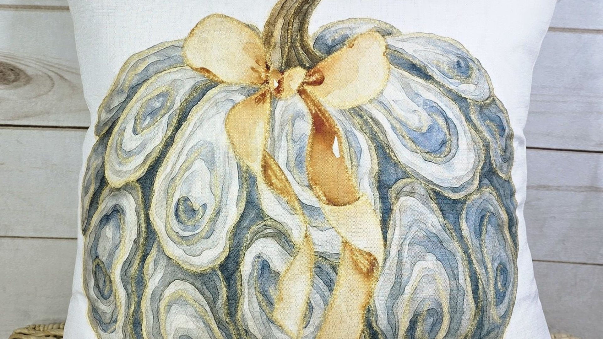 oyster shell pumpkin hand towel guest bathroom decor, Thanksgiving hosting gift, fall coastal kitchen towels housewarming gifts for friends