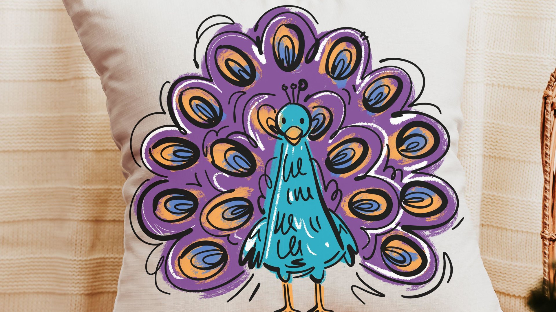 purple peacock decorative accent pillows for dorm room, cute peacock gifts, turquoise peacock kitchen towels for friends, teal peacock decor