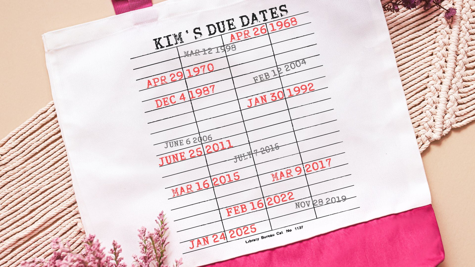 custom library due date print book lover tote bag with name, unique gifts for women who have everything, grandma tote bag for Gigi, bookish