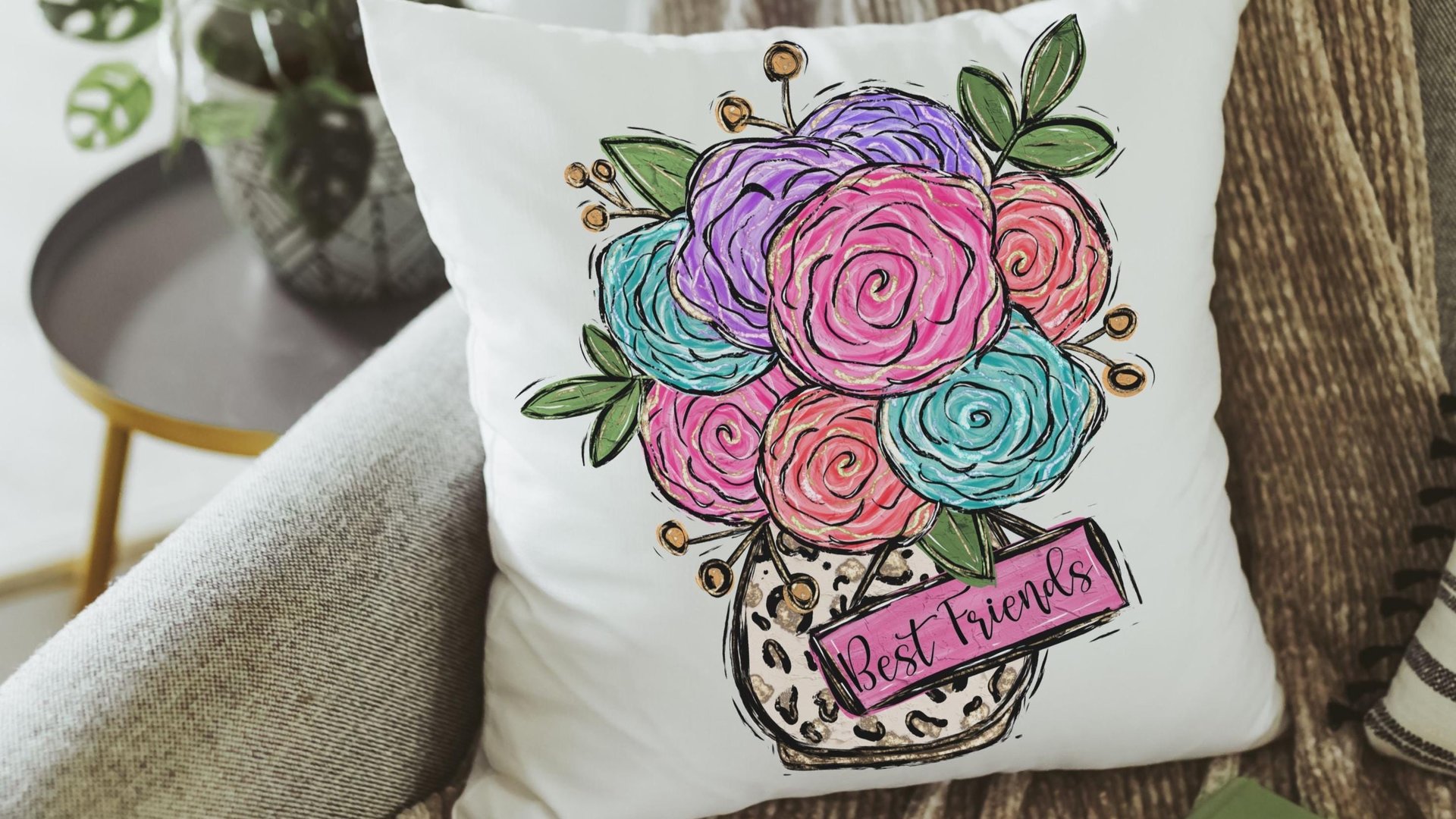 custom floral throw pillow for bedroom, personalized Mothers day gift for best friend, Mothering Sunday gifts, leopard print name pillow for