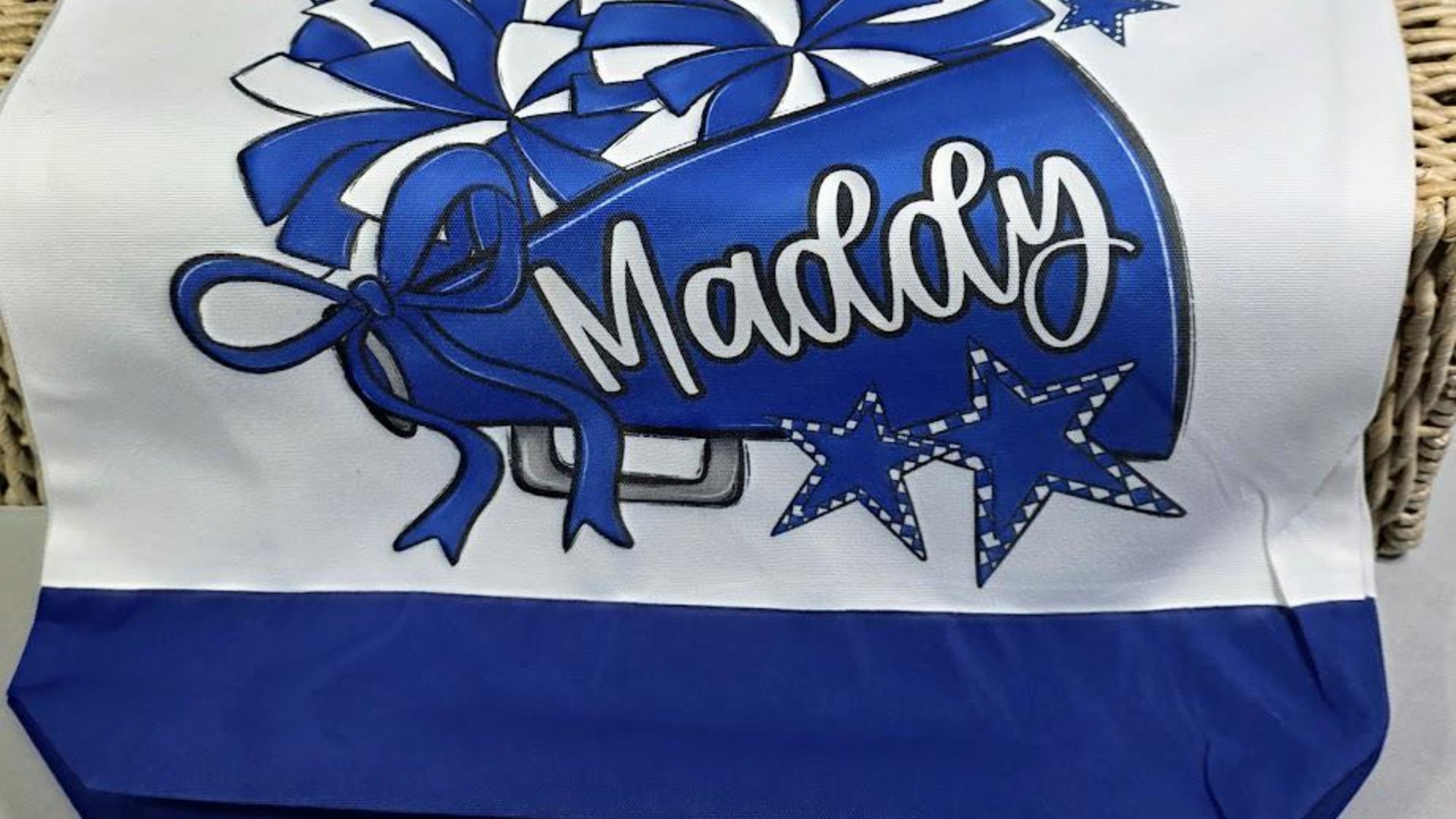 personalized cheerleader tote bag with name, orange school spirit cheer squad accessories, travel cheer bag for girls, cheerleader gifts