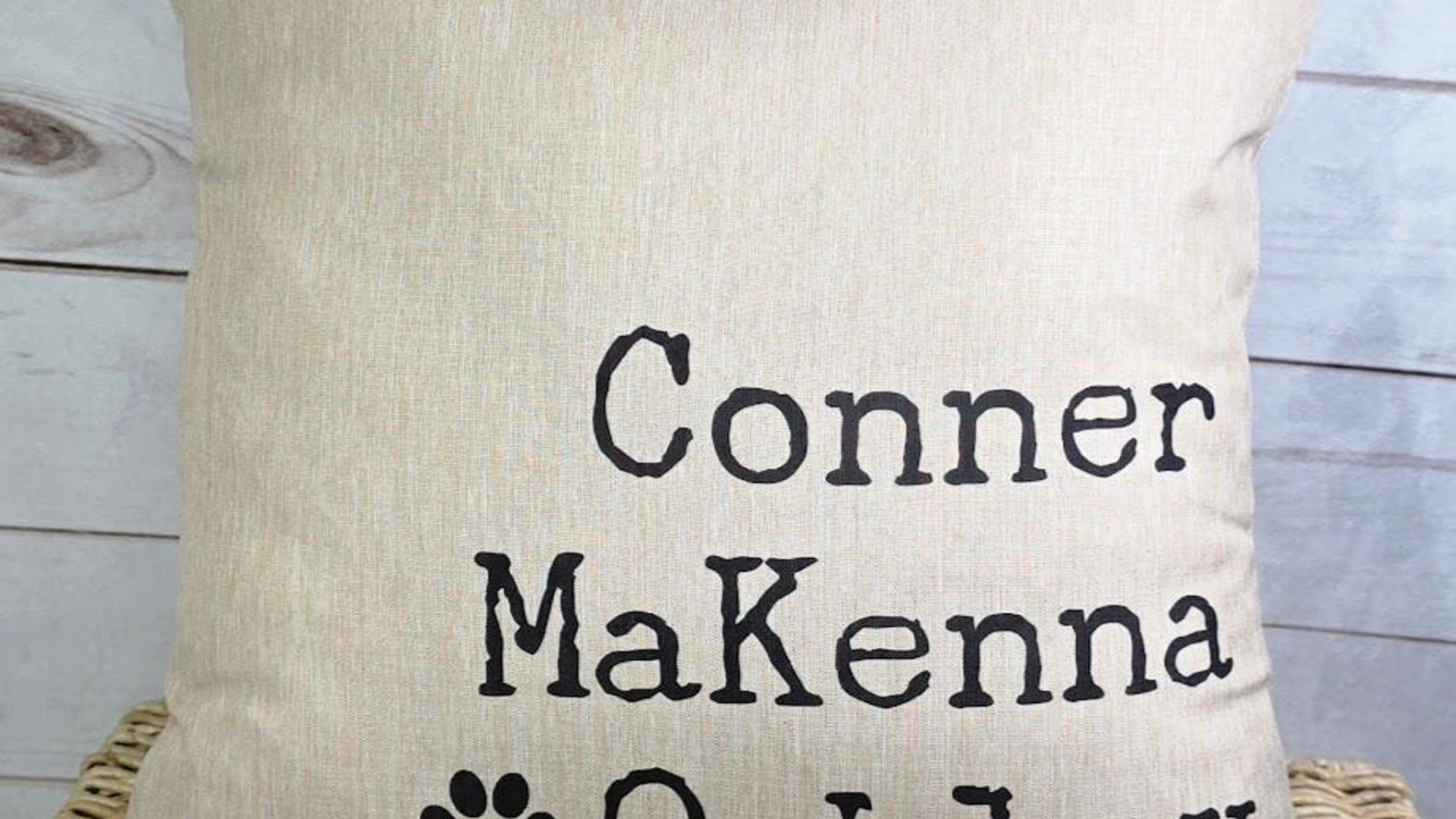 personalized family names throw pillow for bed, pet name pillow, unique anniversary gift for couple, dog parent gift, modern farmhouse decor