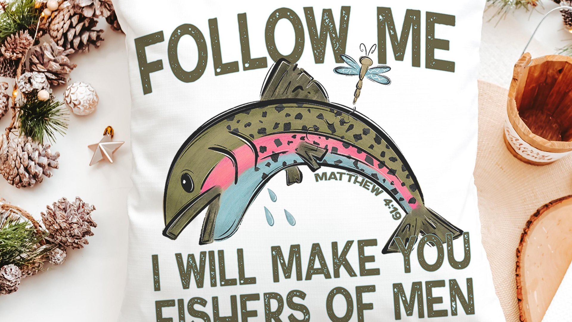 follow me fishers of men throw pillows for couch religious stocking stuffers for teen boys, Christian nursery decor boy, baby boy baptism
