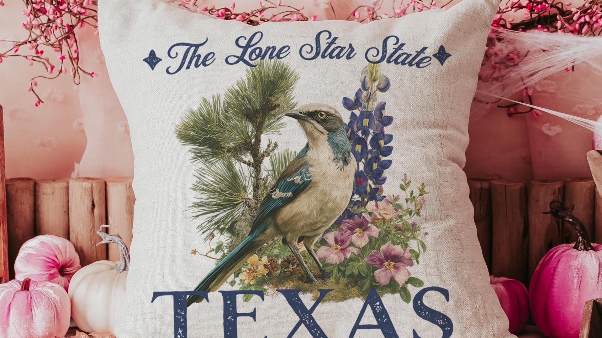 orange blossoms Florida state flower accent pillows for bed, Florida gifts for women, lanai throw pillows for couch floral bird northern