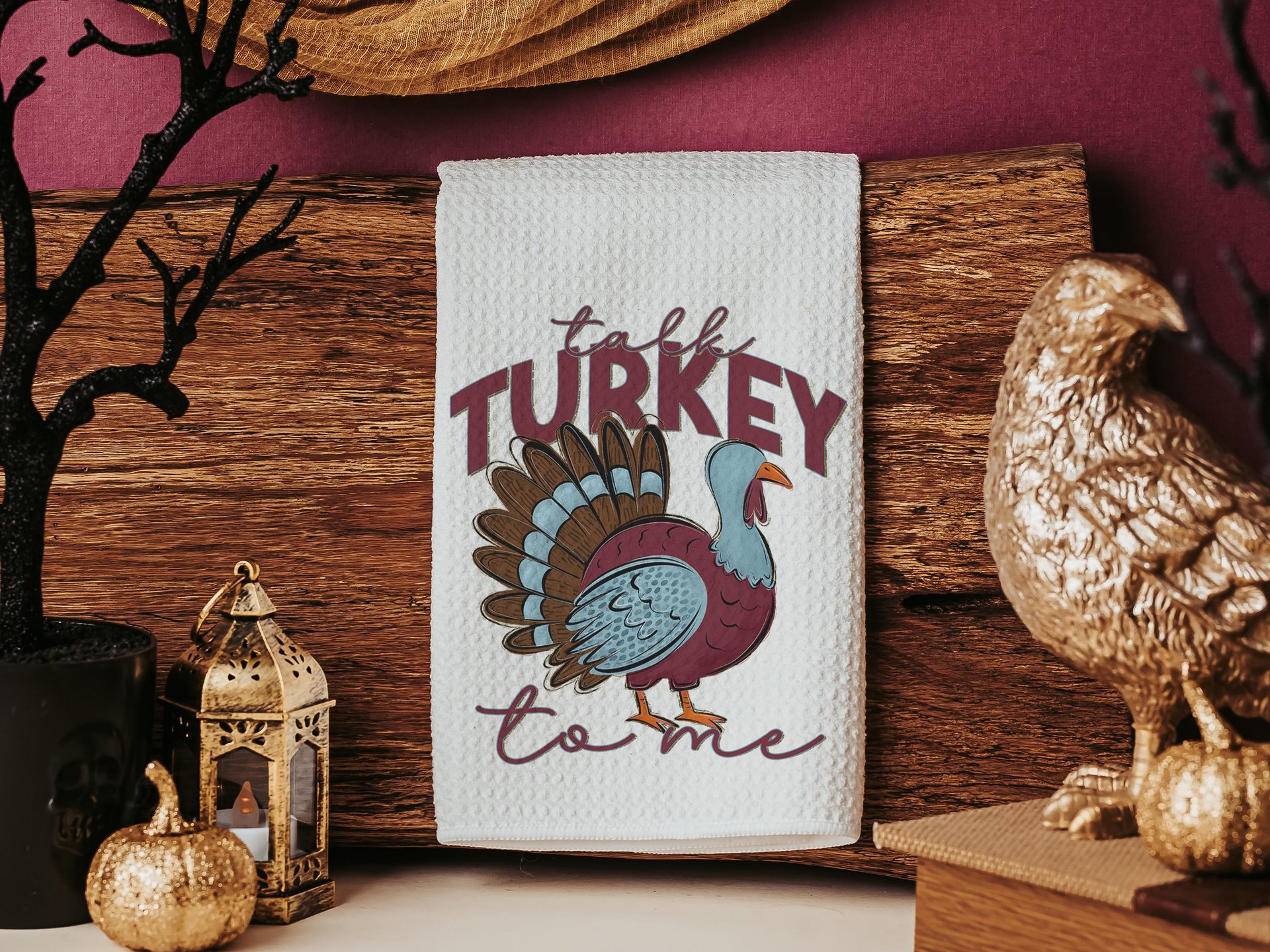talk turkey to me Thanksgiving kitchen towels for fall, turkey day hand towels for autumn, Friendsgiving gifts for girlfriends, funny gifts