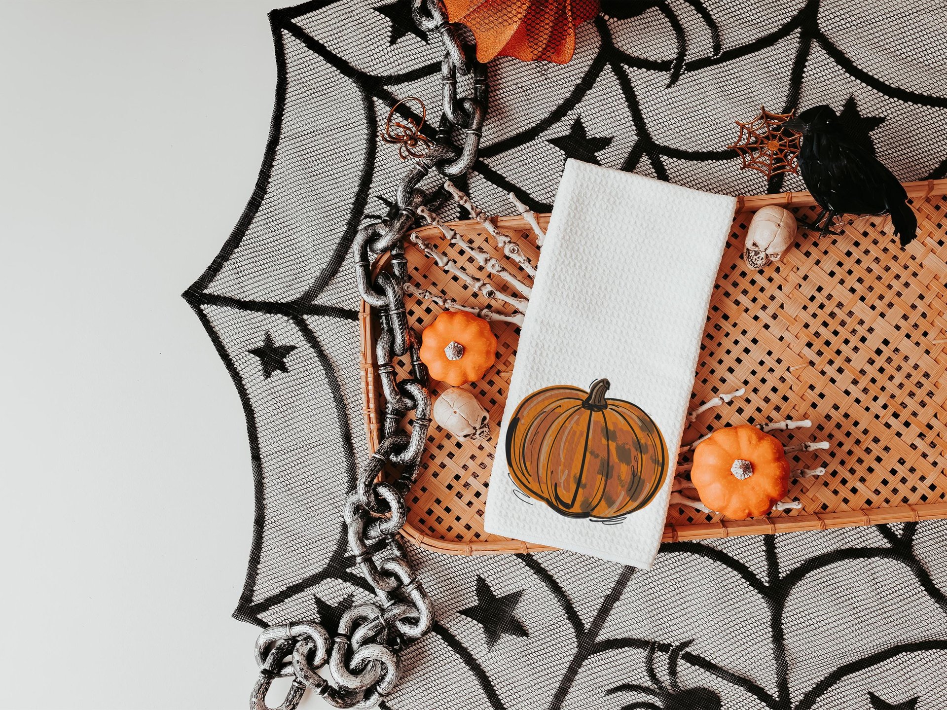 orange pumpkin hand towels for autumn, Thanksgiving pumpkin kitchen towels for fall, Friendsgiving gifts for girlfriends, primitive kitchen