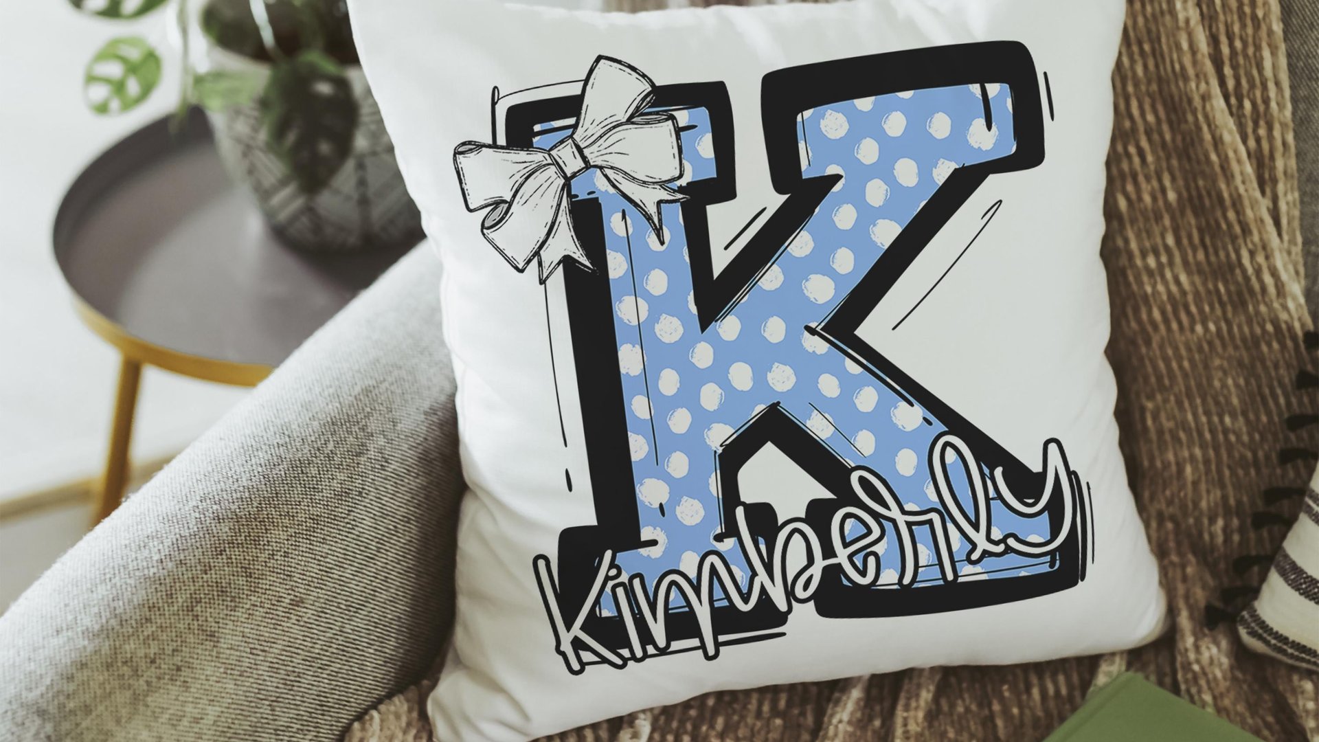 custom hot pink initial pillow for little girls, cute pillows for bed polka dot nursery decor, tween girl gifts, coquette throw pillows