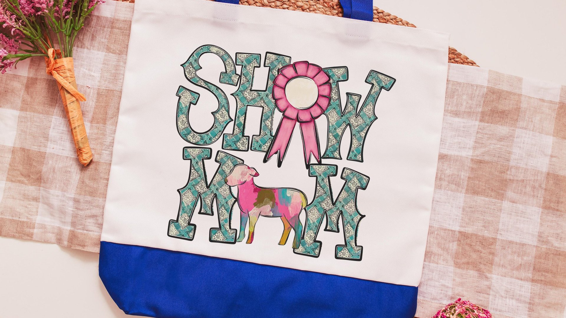 show mom sheep tote bags for women, raising sheep farmers market bag, Dorset sheep gifts for her, Hampshire sheep Christmas gifts for ladies